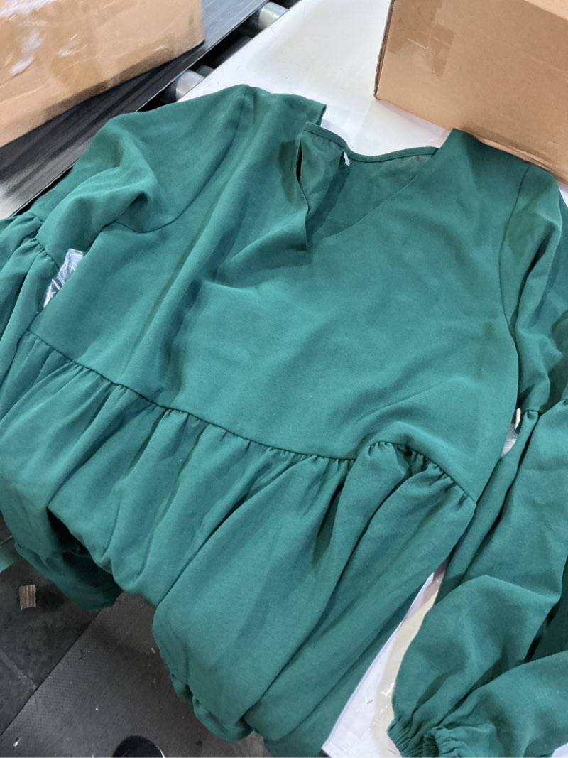 Condition photo showing Good Condition for amoretu womens tunic dress long sleeve v neck casual loose flowy swing shift dresses medium dark green