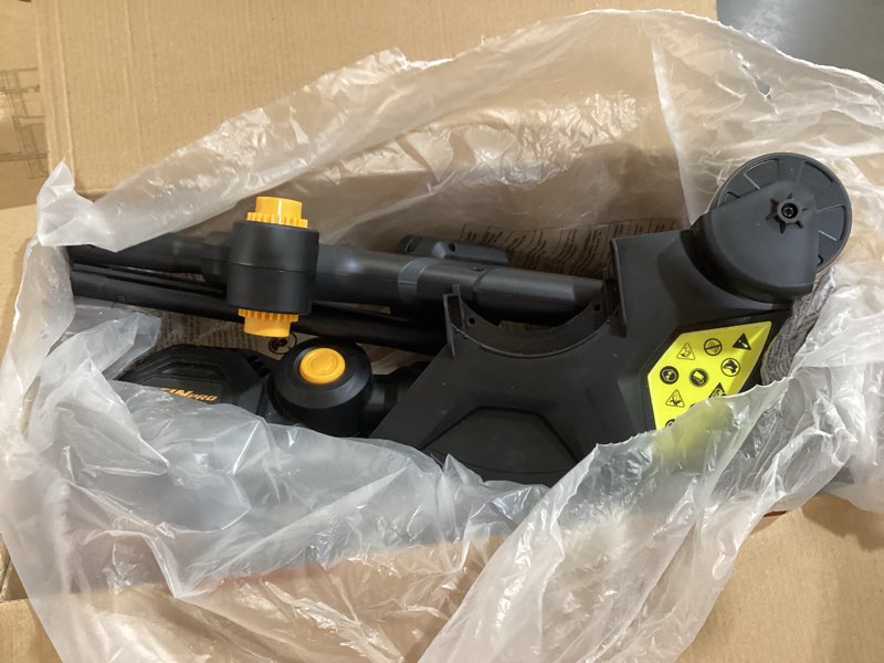 Condition photo showing As Is for heinpro cordless string trimmer compatible with dewalt 20v max battery, 12-inch electric weed wacker, auto line feed, weed eater battery powered grass trimmer, w/ 6 line spools, black(tool only)
