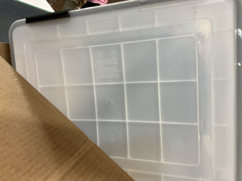 Condition photo showing Good Condition for iris usa file box weatherpro organizer plastic for letter/legal, water resistant document, durable lid, seal w/secure latching buckles, stackable, nestable, clear 32 qt. 1 pack weatherpro - 1 pack