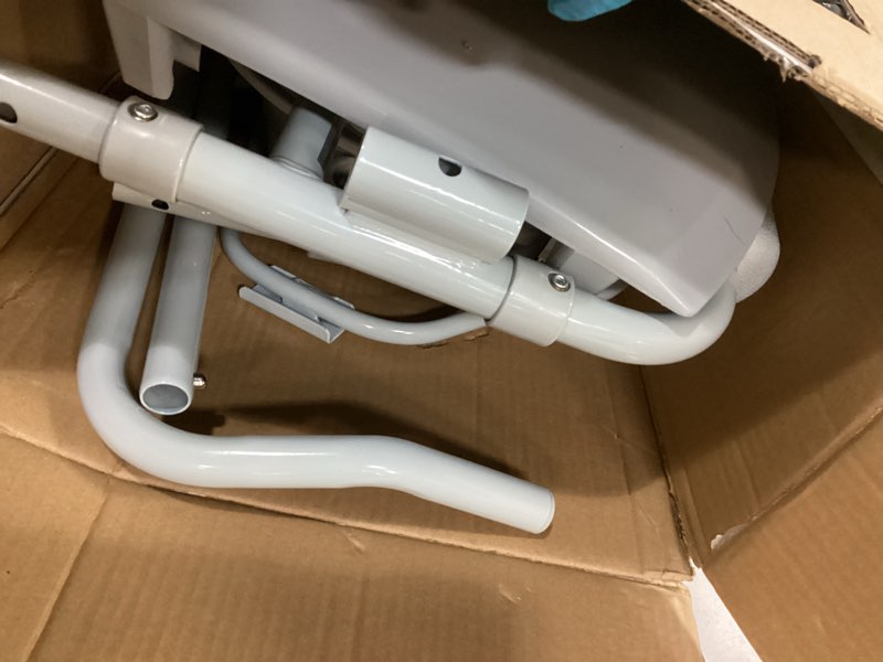 Condition photo showing As Is for Drive Medical Folding Steel Bedside Commode Chair - 3-in-1 Portable Toilet - Adjustable Height - 350 Lb Weight Capacity - 7.5 Qt Bucket - Adult Commode - Grey 1 Count (Pack of 1)