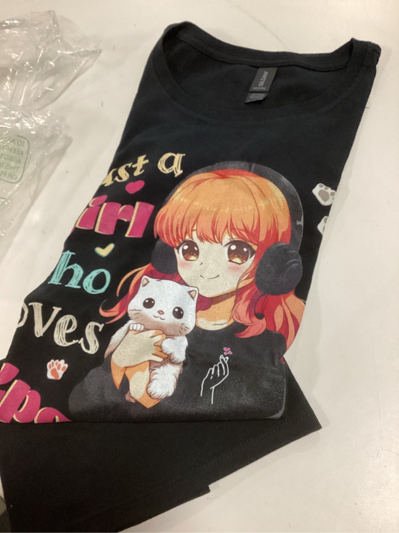 Condition photo showing As Is for Just a Girl who Loves Kpop Anime Cute Merch Merchandise Cats T-Shirt