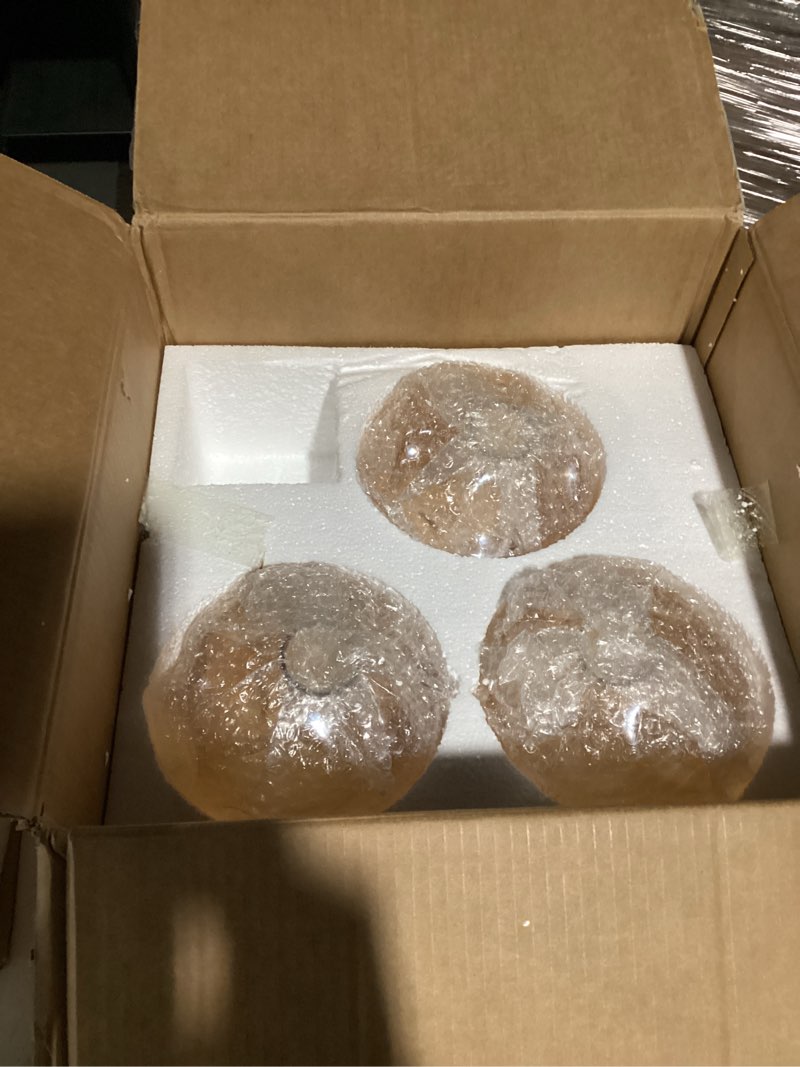 Condition photo showing Good Condition for Emliviar 7 Inch Adjustable Mini Chandelier, Round Ceiling Pendant Lighting Fixture with Hammered Glass, Amber Finish, DYE287G2-MIL BK 1-Light - Amber