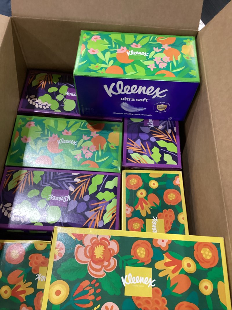 Condition photo showing New/Like New for Kleenex Ultra Soft Facial Tissues, 8 Flat Boxes, 180 Tissues per Box, 3-Ply, Packaging May Vary