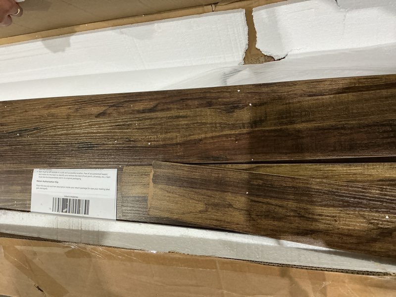 Condition photo showing As Is for tribesigns 70.9-inch extra long console table, farmhouse wood sofa table behind couch, narrow entryway accent table for living room, hallway, entrance, foyer, dark brown dark brown twin xl