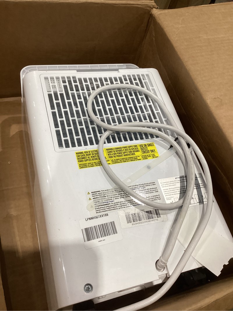 Condition photo showing As Is for waykar 2000 sq. ft. energy star 2025 dehumidifier for basement & home, adjusts from 15% rh with drain hose, ultra quiet 35 db for bedroom & bathroom 30 pints 2000 sq. ft.