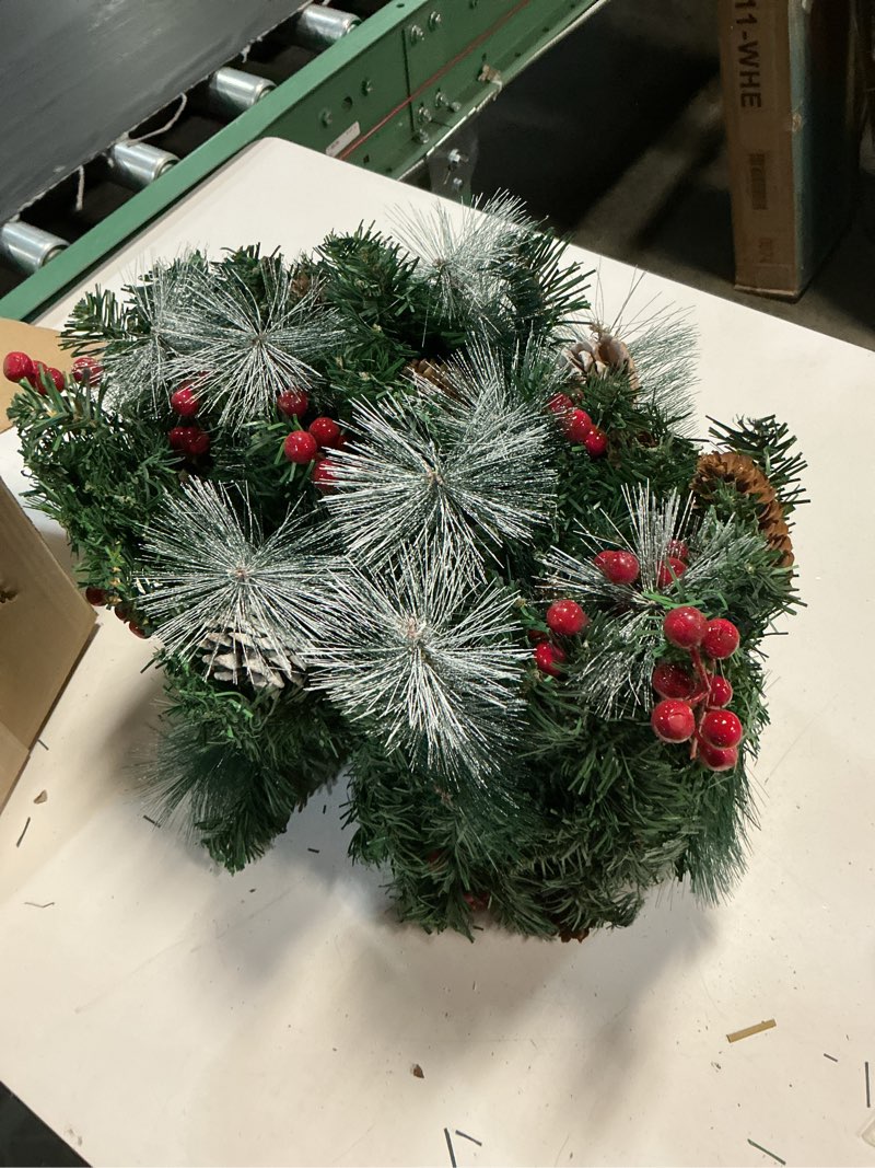 Condition photo showing As Is for ( incomplete ) prelit christmas urn planter fillers with cones golden & red berries  1 pc white