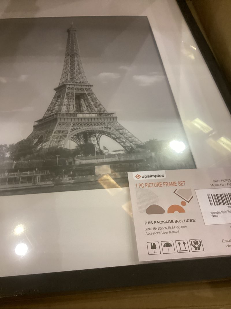 upsimples 16x20 Picture Frame, Display Pictures 11x14 with Mat or 16 x 20 Without, Wall Hanging Post