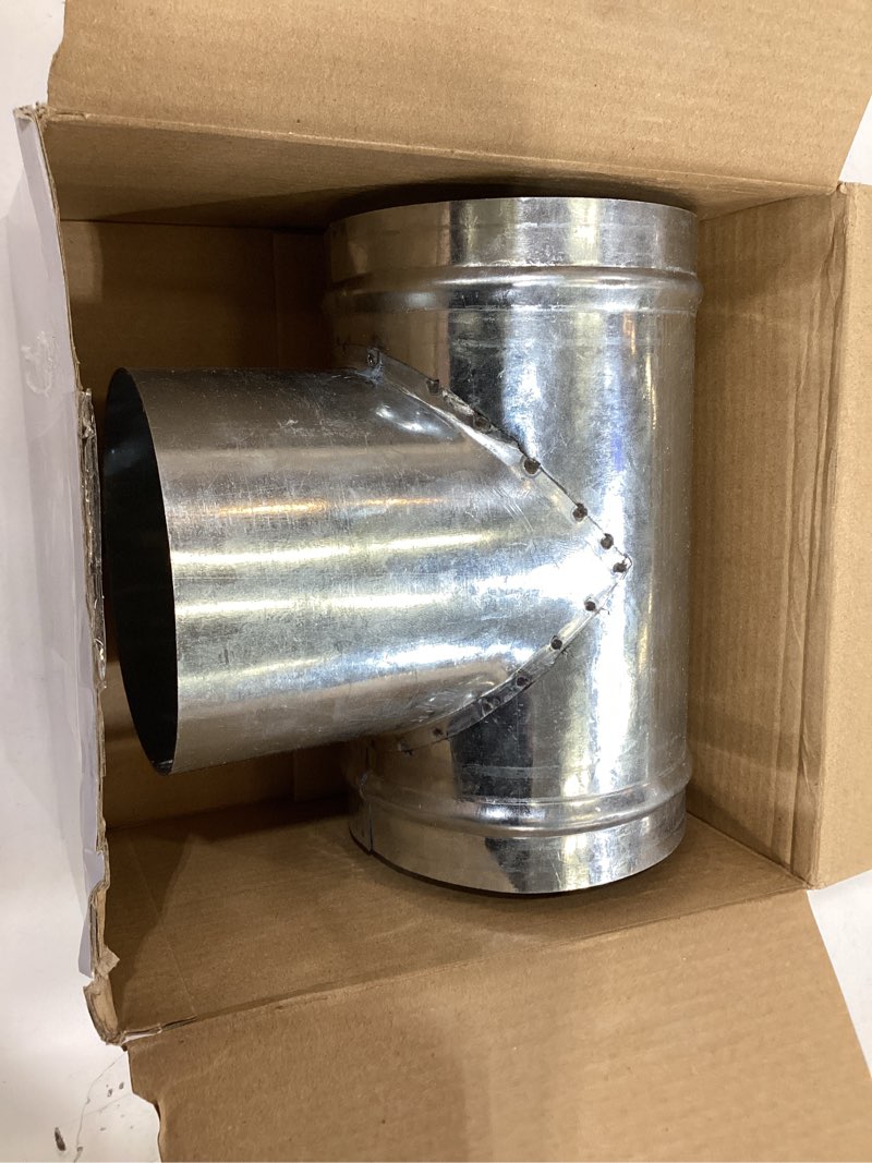 Condition photo showing Good Condition for morningro 4 inch t shape duct connector 3 way fitting adapter galvanized round duct splitter for home, industrial, heating hvac ventilation, ducting connector
