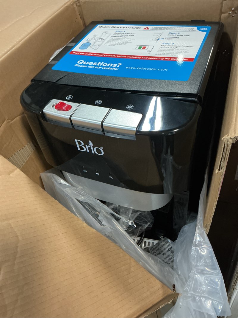 Condition photo showing Good Condition for Brio Bottom Loading Water Cooler Dispenser for 5 Gallon Bottles - 3 Temperatures with Hot, Room & Cold Spouts, Child Safety Lock, LED Display with Empty Bottle Alert, Stainless Steel