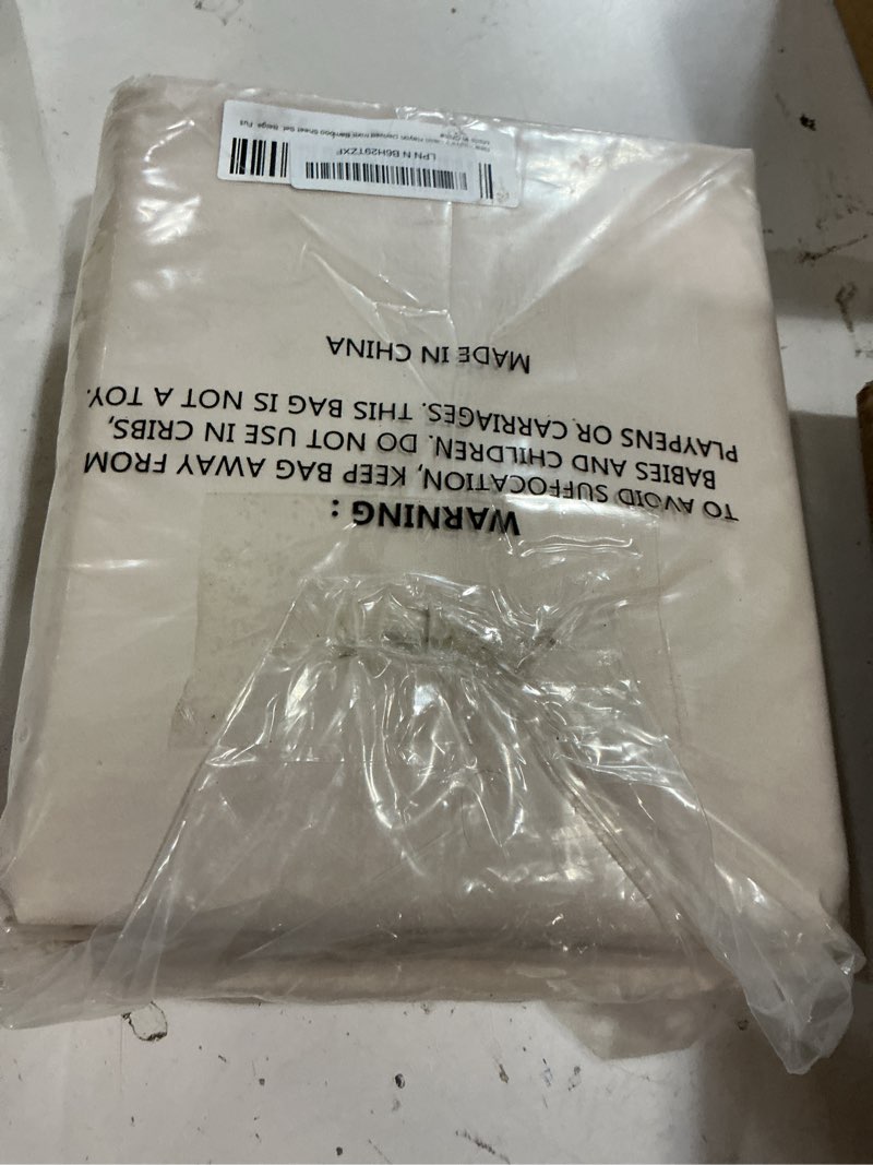 Condition photo showing New/Like New for love's cabin 4 piece full size sheet set, 100% rayon derived from bamboo, cooling & breathable, soft silky deep pocket up to 16", hotel luxury bedding for hot sleepers, beige full 02-beige