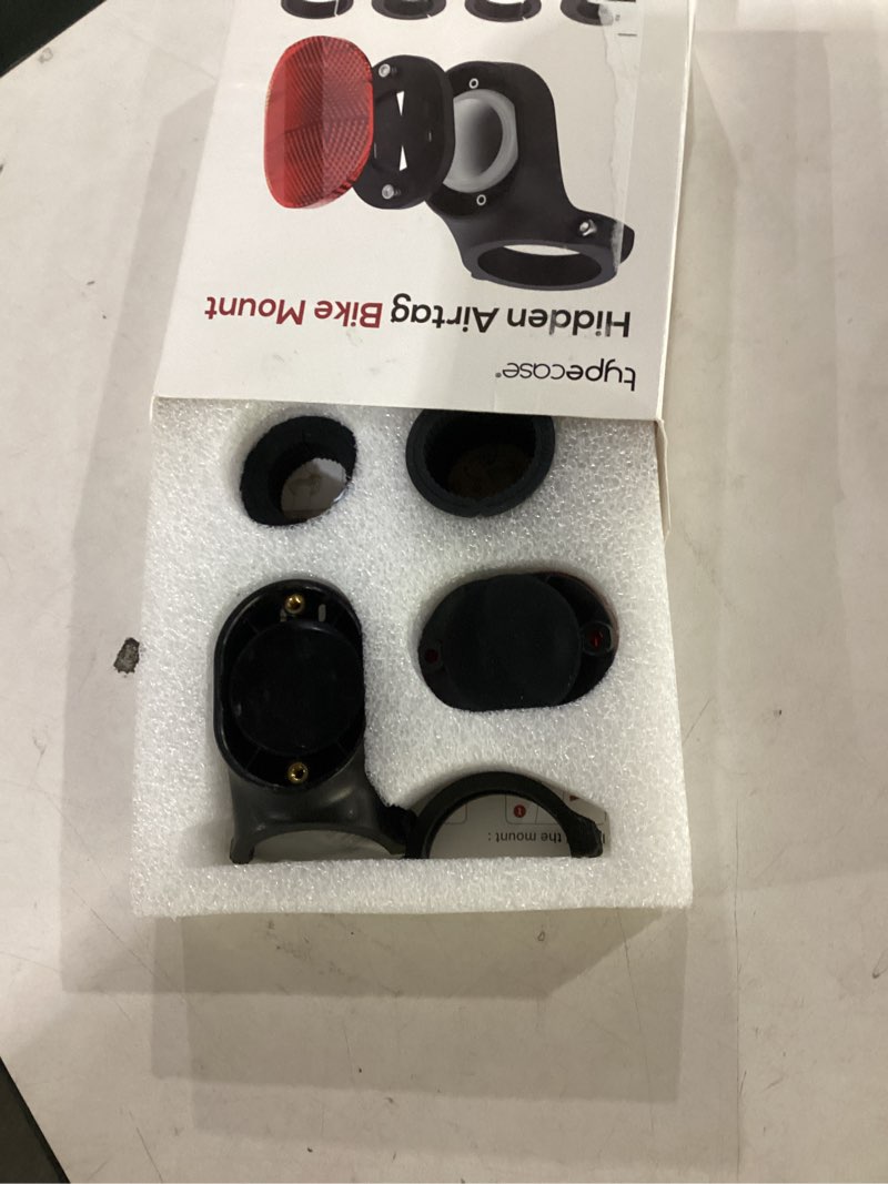 Condition photo showing Good Condition for airtag bike mount, hidden bicycle seatpost mount compatible with apple airtags & garmin varia, anti-theft air tag gps tracker bike reflector holder for mountain bikes, electric bicycle, and scooter black-1pack