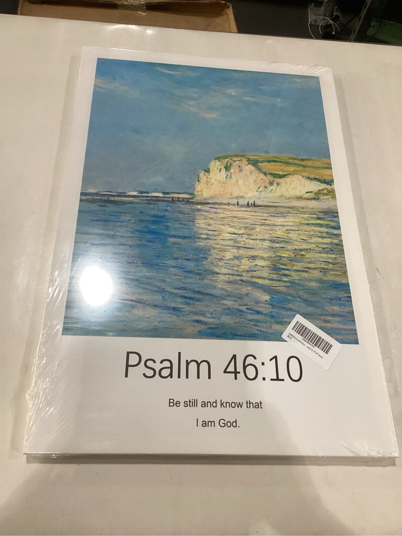 KISSFOX Bible Verse Seaside Canvas Wall Art For Bedroom Dorm Psalm 46:10 Christian Framed Wall Art D