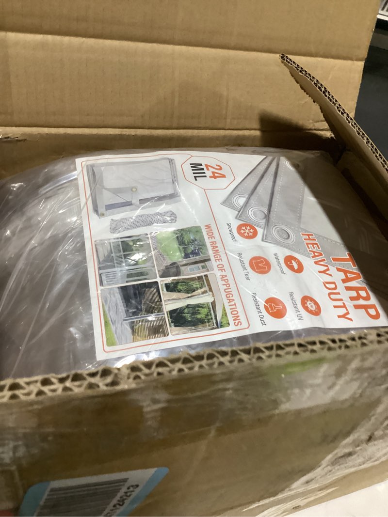 Condition photo showing Good Condition for (Similar to stock photo)12x24 FT Tarp Waterproof, 16 Mil Tarps Heavy Duty Waterproof Multipurpose Protective Cover UV Resistant Rip & Tear Resistant with Grommets Reversible for Home Boats Cars Camping Sliver/Brown 12x24
