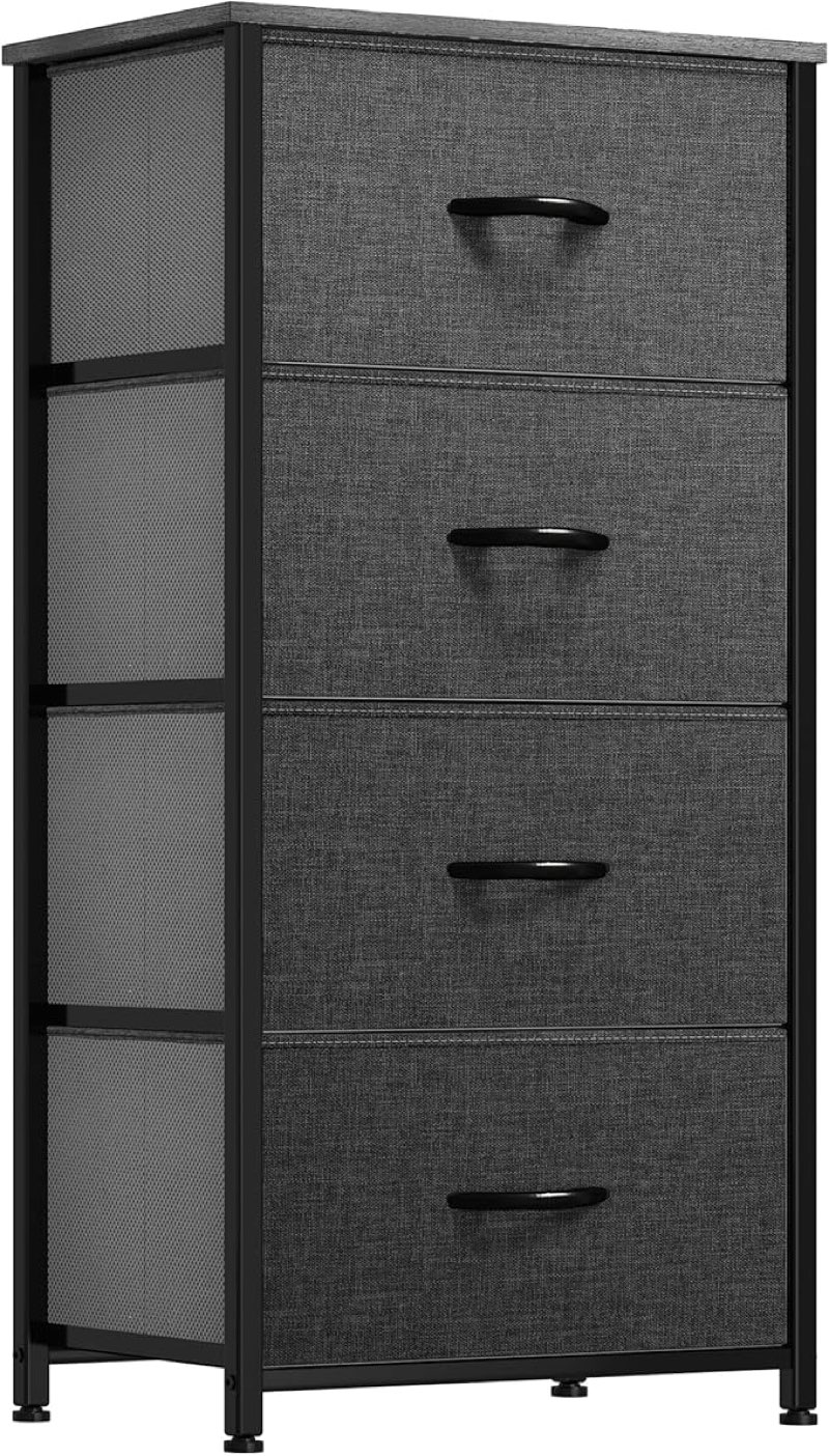 YITAHOME Storage Tower with 4 Drawers - Fabric Dresser, Organizer Unit for Bedroom, Living Room, Closets - Sturdy Steel Frame, Easy Pull Fabric Bins & Wooden Top