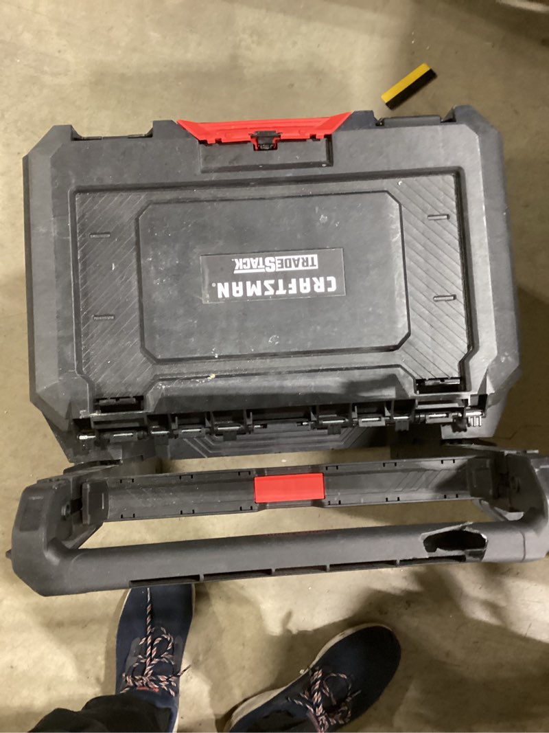 Condition photo showing As Is for CRAFTSMAN TRADESTACK 22.5-in W x 23.625-in H x 18-in D Black Structural foam Rolling Tool Box