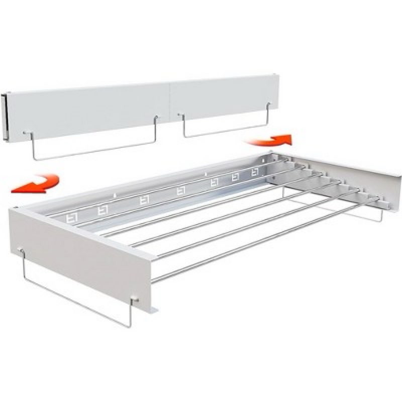 Wall Mounted Clothes Drying Rack Folding Indoor, Foldable Laundry Drying Rack Collapsible Invisible Space Saving Retractable Towel with Wall Template