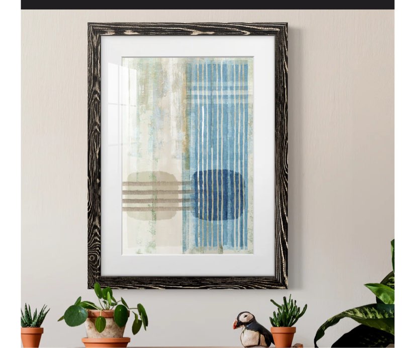 Blue Blue Horizon III Premium Framed Canvas - Ready To Hang Overall Size: 24.5" H x 18.5" W x 1" D, Format: Black Framed