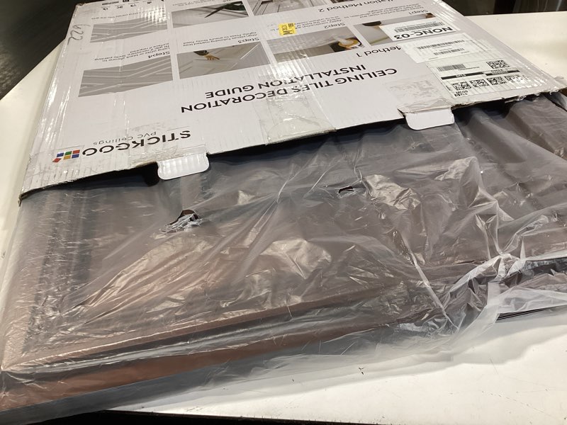 Condition photo showing Good Condition for stickgoo glue up ceiling tiles, 24x24 inch pvc decorative drop ceiling tile antique copper 48 sq. ft, pack of 12 tiles 24"x24" antique copper