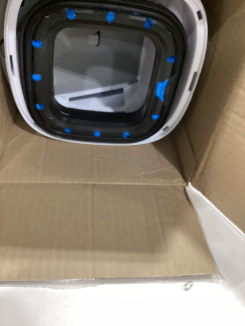 Condition photo showing As Is for litter genie style pail cat litter box waste disposal system for odor control includes 1 square refill bag white