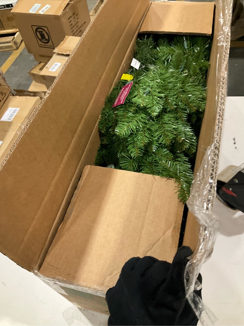 Condition photo showing Good Condition for National Tree Company 4.5 ft Pre-Lit Kingswood Fir Slim Artificial Christmas Tree, 150 Clear Lights, 330 Tips, Includes Stand, Green