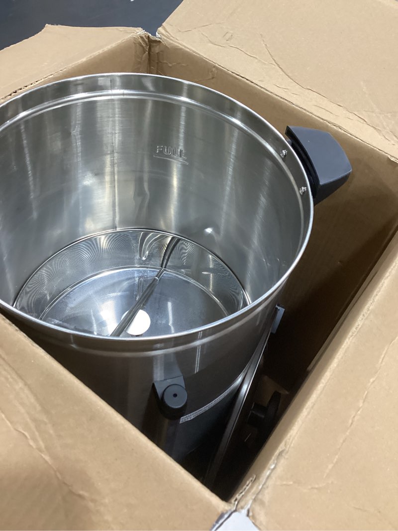 Condition photo showing As Is for SYBO 120 Cup Commercial Coffee Urn & Hot Beverage Dispenser Stainless Steel Percolate Maker Fast Brew Keeps Warm – Ideal for Tea Water at Events Catering 18 L Metallic 120Cup Black