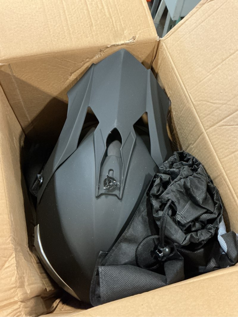 Condition photo showing Good Condition for oumurs adult motocross dirt bike helmet with goggles, gloves & mask dirt bike atv helmet for unisex-adult men women adjustable sun visor dot/fmvss-218 off-road motorcycle helmet utv helmet downhill matte black-188 large