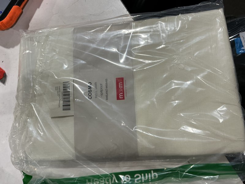 Condition photo showing Good Condition for maxmill rectangle slubby textured tablecloth waterproof spillproof wrinkle free table cloth, kitchen dining tabletop decoration, fabric table cover for holiday party dinner, 52 x 70 inch, ivory 70" x 52" (rectangular) ivory