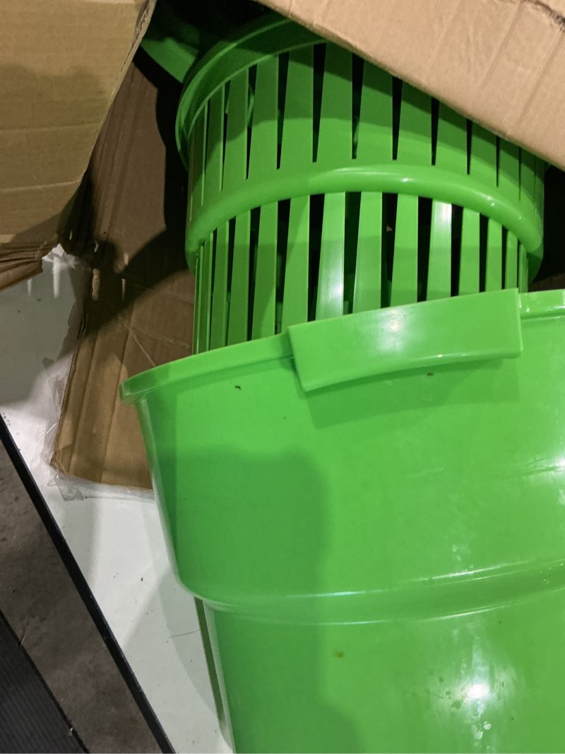 Condition photo showing As Is for wantjoin commercial salad spinner - [6 gallon salad dryer] w/silicone [anti-slip mat] & [draining hose], 24qt manual salad spinner for up to 7 heads of lettuce spinner large for catering, green green 6 gallon