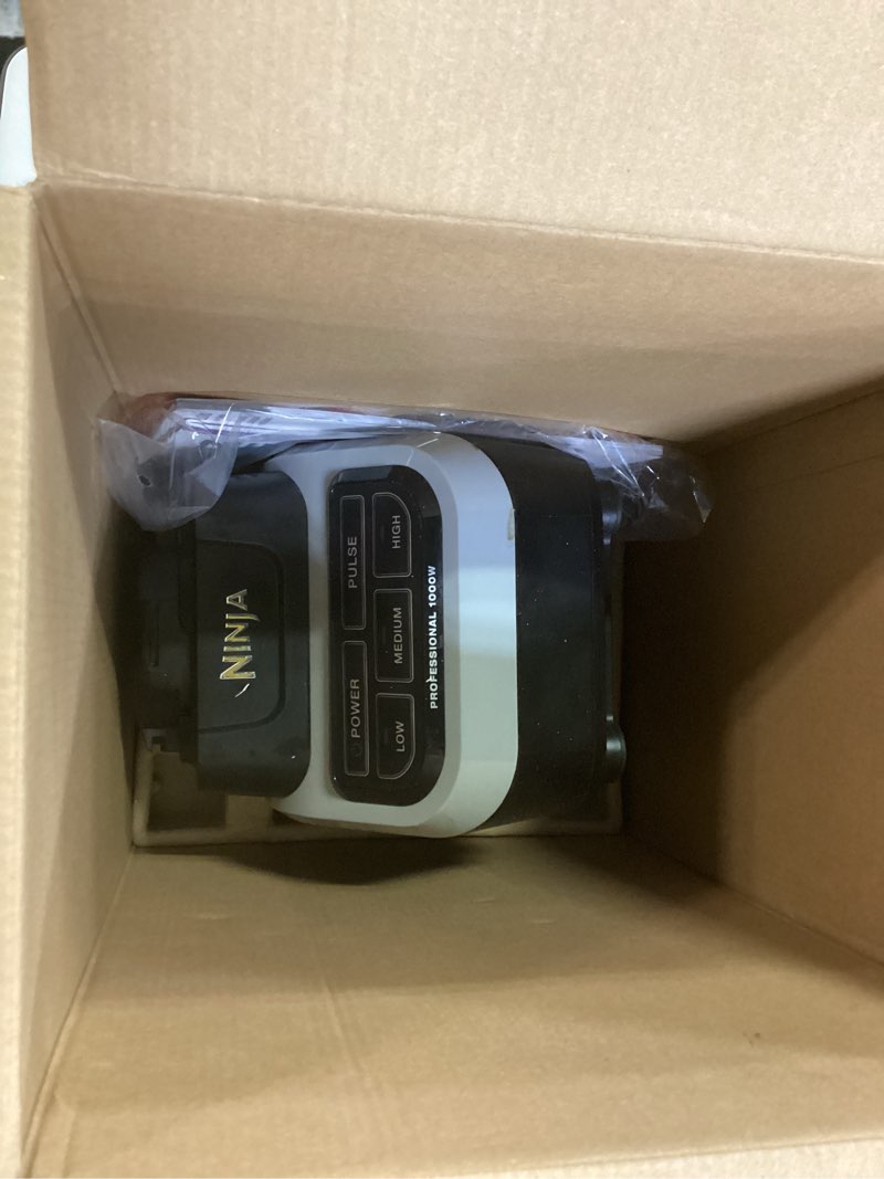 Condition photo showing As Is for top missing ninja bl610 professional 72 oz countertop 1000-watt base and total crushing technology for-smoothies, ice and frozen fruit, black, blender + pitcher