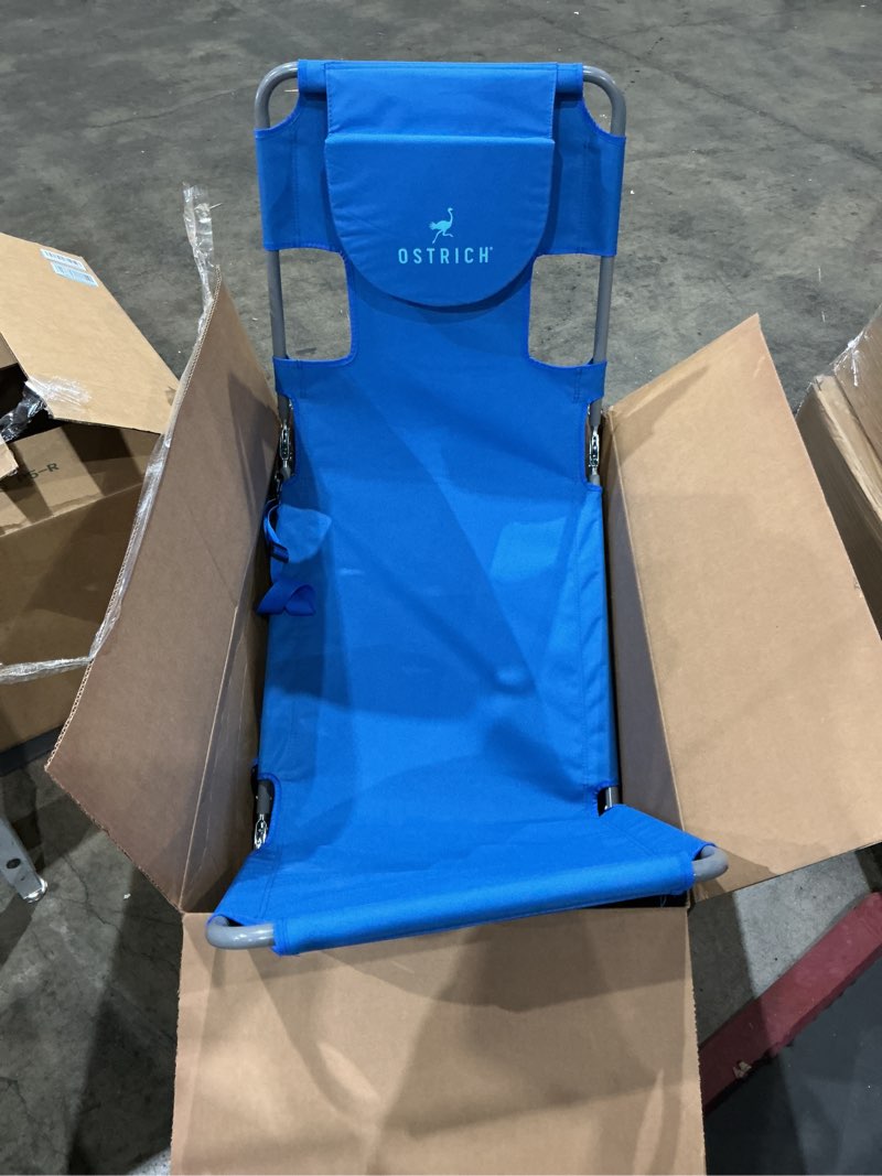Condition photo showing Good Condition for ostrich the original chaise 72 x 22 inch lounge portable reclining lounger, outdoor patio, beach, lawn, camping, or pool tanning chair, ocean blue blue standard chaise