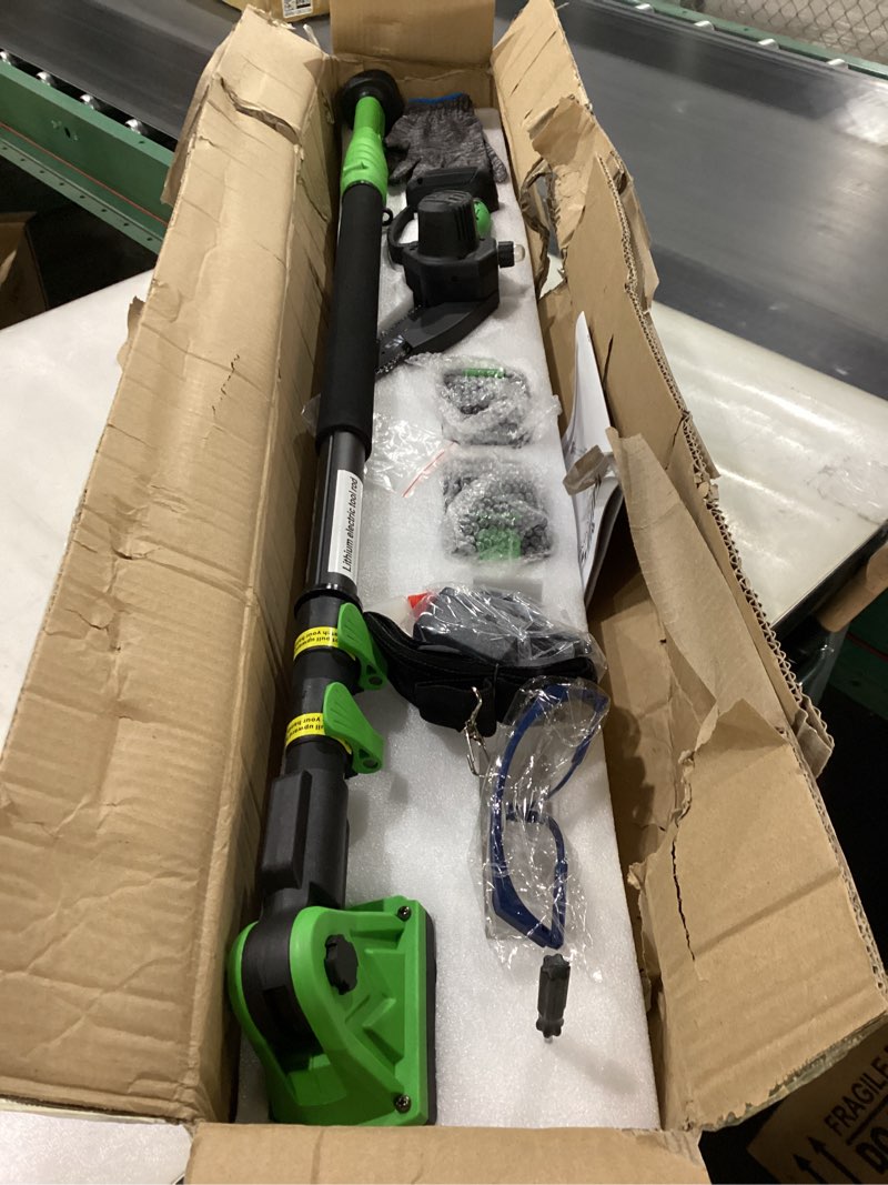 Condition photo showing New/Like New for SOYUS 2-IN-1 Cordless Pole Saw & Mini Chainsaw, 21V 6-Inch Electric Pole Chainsaw for Tree Trimming, Auto Oiling, 15FT MAX Reach Pole Saw for Thick Branches(2x2.0Ah Batteries & Charger Included) 15Ft 2 in 1 6'' pole saw
