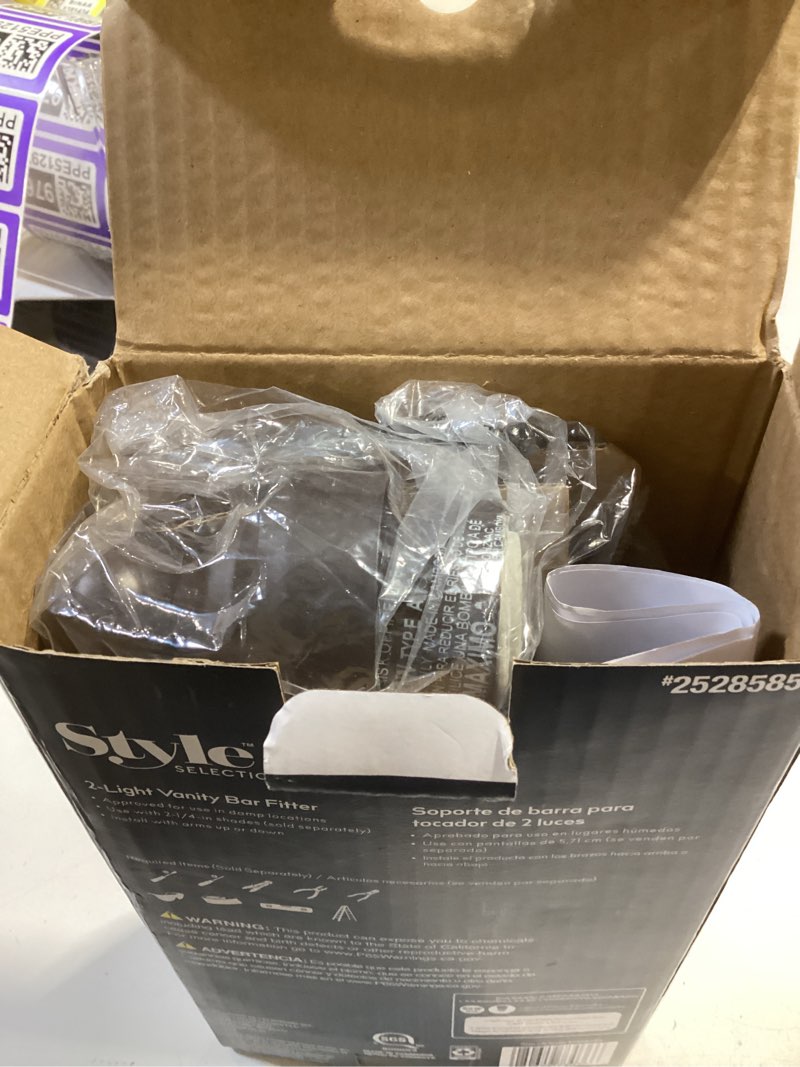 Condition photo showing Good Condition for style selections mix and match 10.5-in 2 light matte bronze transitional bathroom vanity light