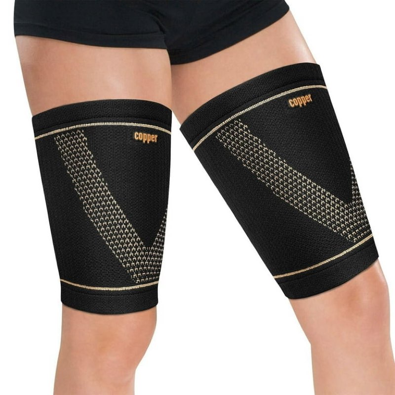 Copper Thigh Compression Sleeve(1 Pair), Hamstring Support for Men and Women Upper Leg Sleeves Thigh, Quad & Groin Support Anti-Slip Thigh Brace & Wrap for Running, Workout, Sports Recovery-2XL