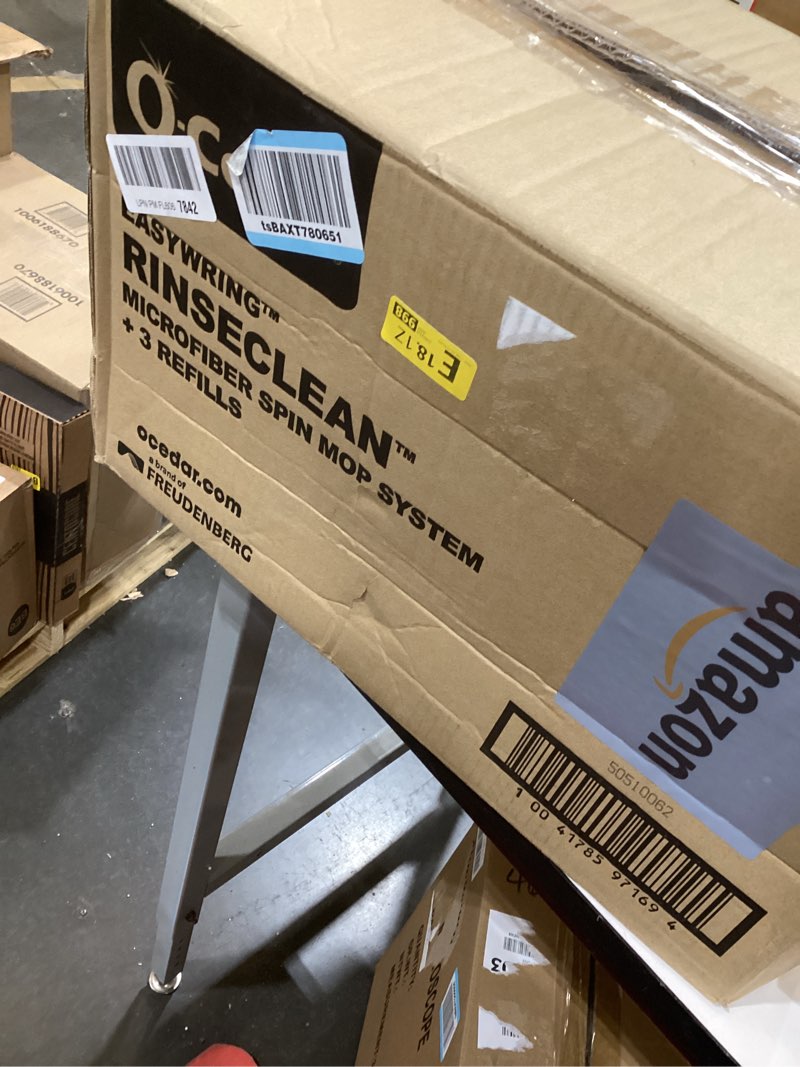 Condition photo showing Good Condition for O-Cedar EasyWring RinseClean Microfiber Spin Mop & Bucket Floor Cleaning System with 3 Extra Refills, Plastic, Grey Rinseclean Spin Mop & Bucket + 3 Extra Refills Cleaning System