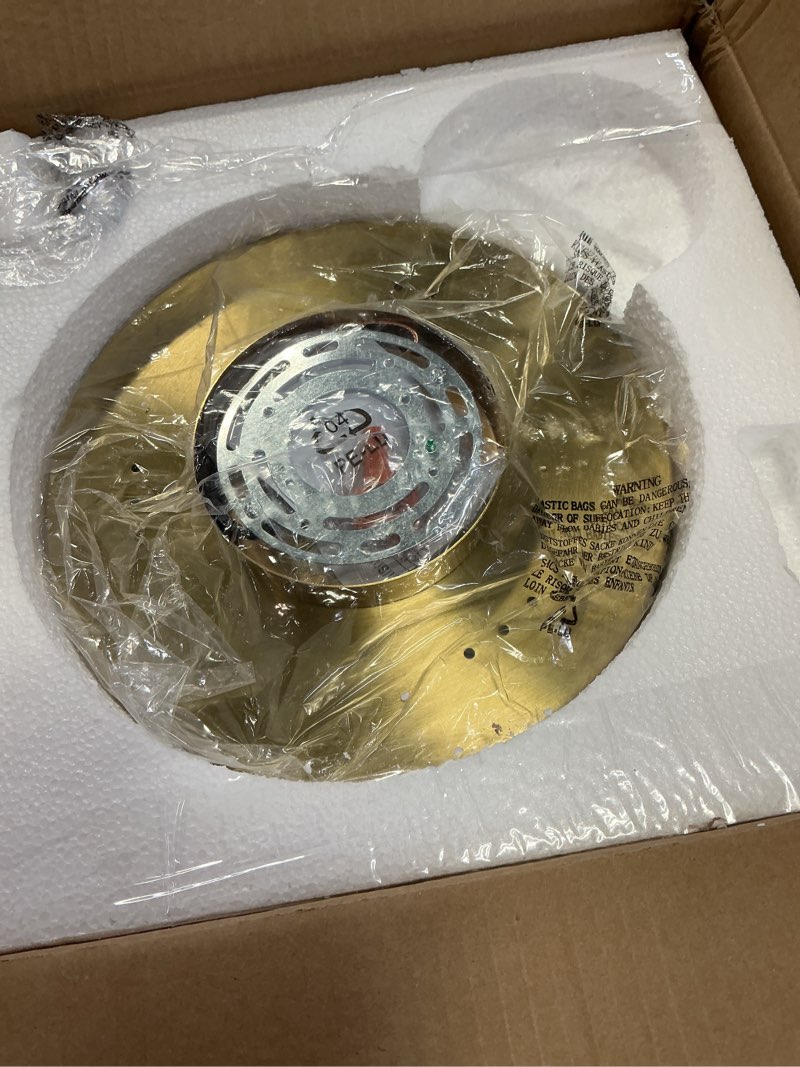Condition photo showing Good Condition for 3-light gold flush mount ceiling light, 11.8" modern schoolhouse light fixtures ceiling mount with ribbed opal white glass shade, anti-glare close to ceiling lamp for bedroom kitchen hallway entryway