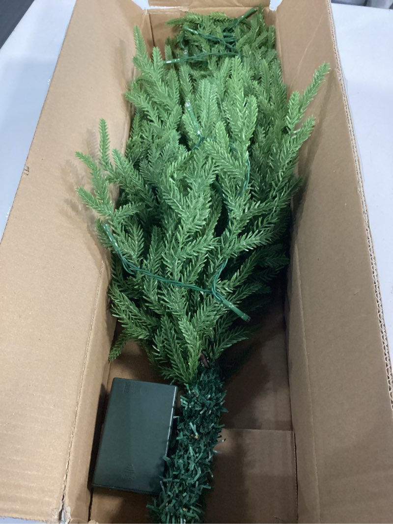 Condition photo showing Good Condition for 2FT Wall Hanging Christmas Tree with Led Lights, Pre lit Norfolk Pine Artificial Flat Wall Christmas Tree for Apartment, Cat Owners Xmas Decor
