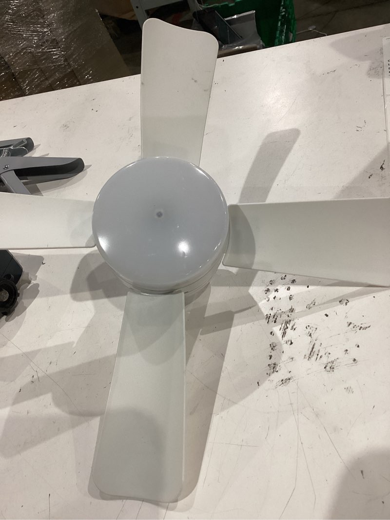 Condition photo showing As Is for bell + howell socket fan 15.7-in white flush mount ceiling fan with light