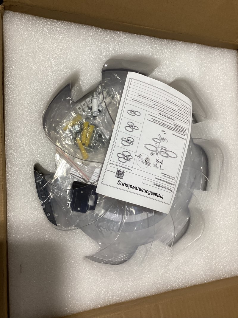 Condition photo showing As Is for Ceiling Fans with Lights and Remote,43.3in Low Profile Ceiling Fan With Light Dimmable LED 81W Ceiling Fan ,Mute 6 Speeds & 3 Color Temperature Flush Mount Ceiling Fans For Bedroom Livingroom, White White(43.3in)