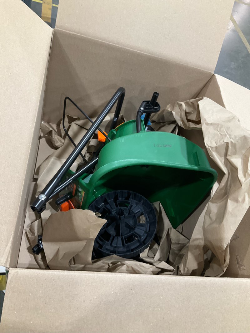 Condition photo showing Good Condition for scotts turf builder edgeguard mini broadcast spreader for seed, weed and feed, fertilizer, salt, ice melt, push spreader holds up to 5,000 sq.ft. product