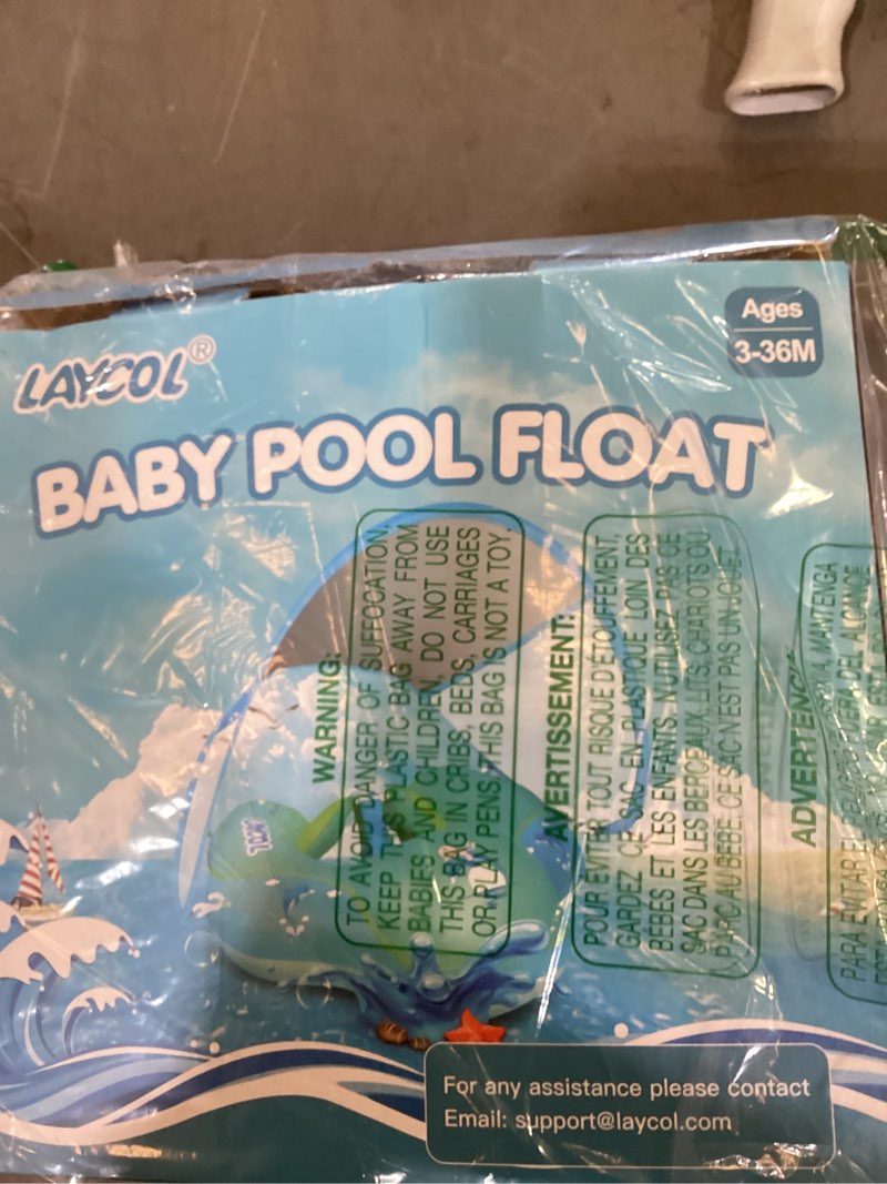 Condition photo showing New/Like New for laycol baby pool float with canopy upf50+, 5 point safety buckle no flip over, inflatable toddler floaties infant pool floats with double air chambers, baby beach essentials/traval for 3-36m small blue