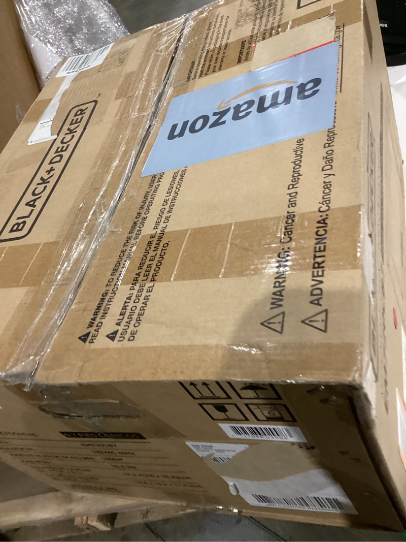 Condition photo showing As Is for BLACK+DECKER EM720CB7 Digital Microwave Oven with Turntable Push-Button Door, Child Safety Lock, 700W, Stainless Steel, 0.7 Cu.ft 0.7 cu. ft.