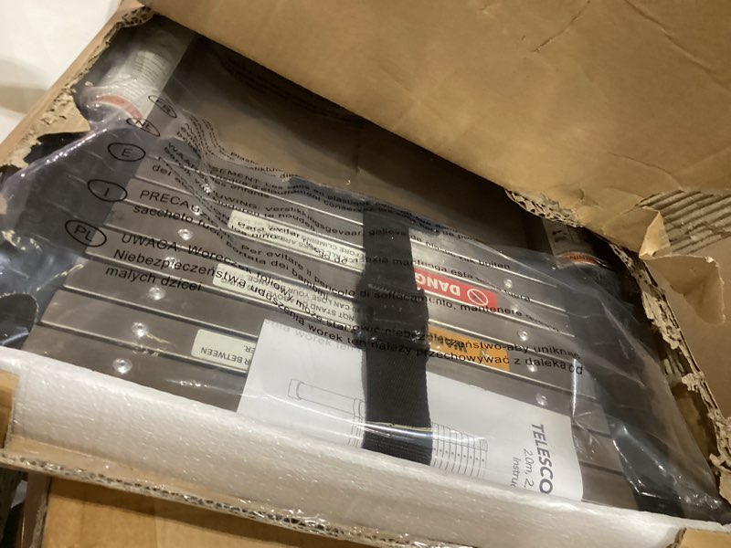 Condition photo showing New/Like New for telescoping ladders 8.5 ft stainless steel ladder - one-button retraction telescopic ladder for home,rv,loft, lasts 375 lbs with 2 triangle stabilizers 10.5 ft (a button) stainless steel