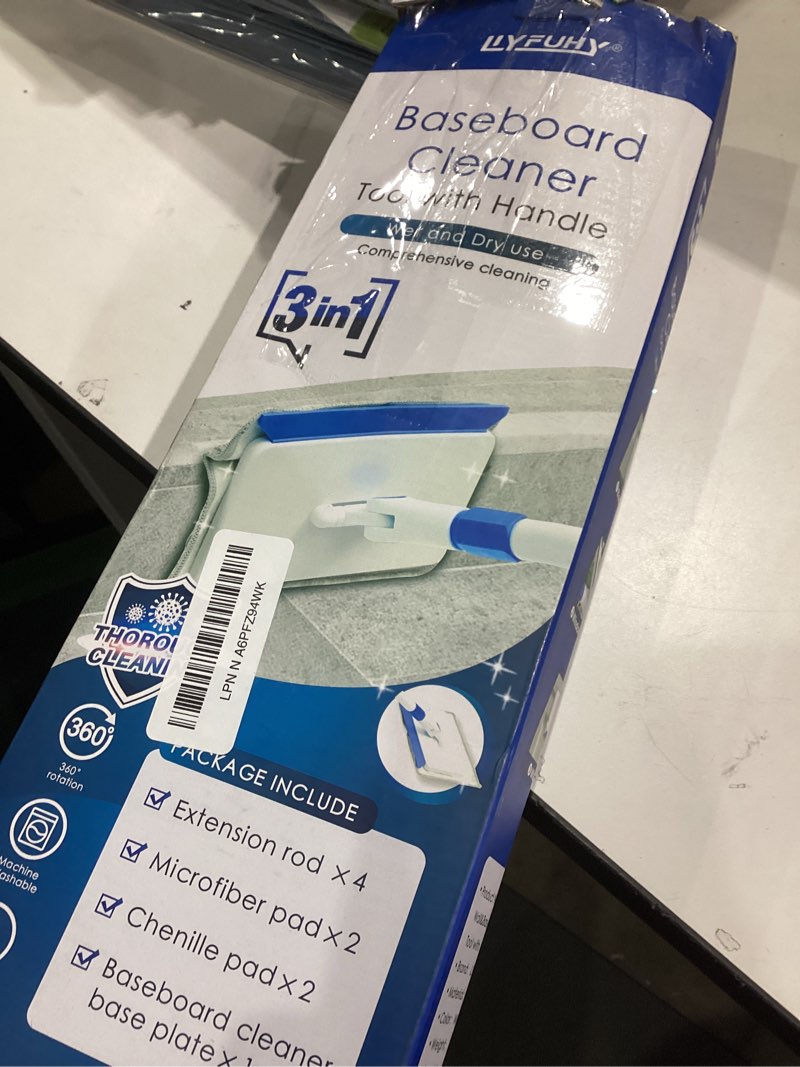 Condition photo showing Good Condition for Baseboard Cleaner Tool with Handle, Wall Cleaner with Extendable Long Handle ,Door Frame Cleaning Tool Including 4 Reusable Cleaning Pads. Quick Clean Baseboard Cleaning, Ceiling and Wall. 49in