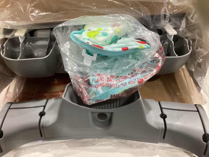 Condition photo showing As Is for kolcraft tiny steps 2 in 1 foldable infant and baby walker with wheels, seated or walk behind activity center, entertaining developmental activities for boys and girls, wide base sturdy frame, bubbles