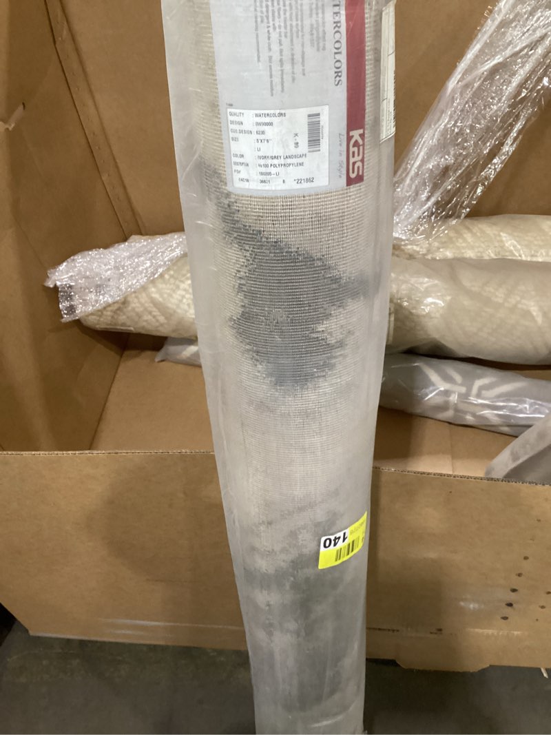 Condition photo showing New/Like New for KAS Area Rugs Watercolors 6235 Ivory/Grey Landscape Machine Woven 5’x7’6”