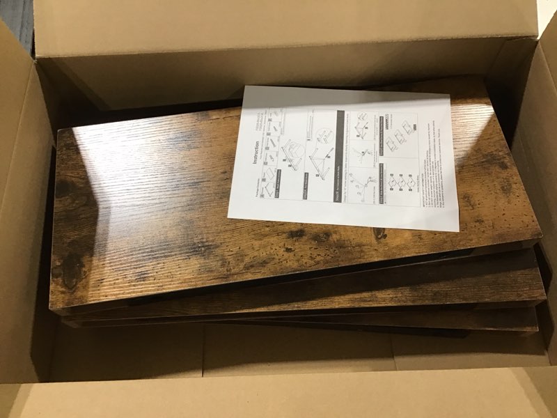 Condition photo showing As Is for QEEIG 10" Deep Floating Shelves for Wall - 10 x 24 inch Book Shelf Bathroom Bedroom Kitchen Living Room Hanging Bookshelf Farmhouse Set of 3, Rustic Brown (025-60BN3) 10"D x 23.6"W Brown