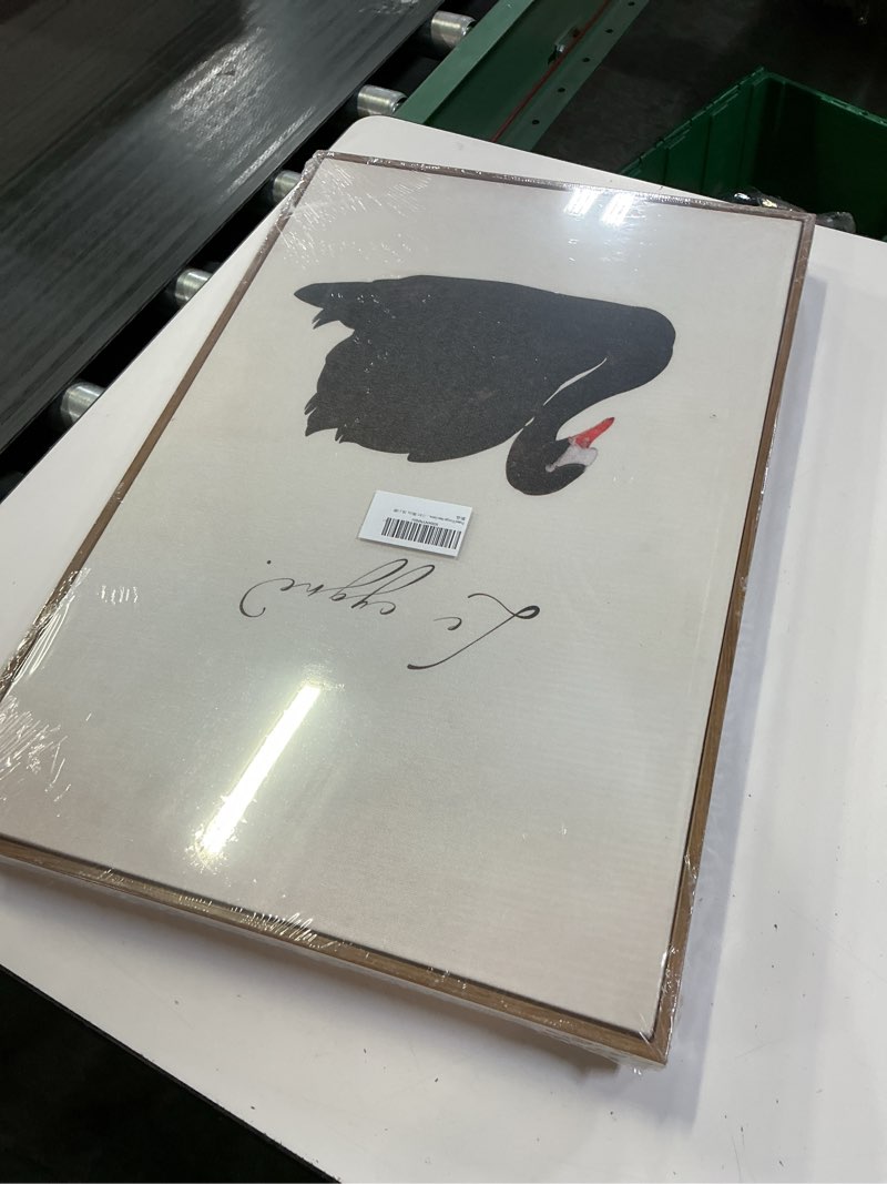 Condition photo showing New/Like New for eaglog vintage framed-black swan wall art,farmhouse animal canvas print,black and white cottagecore picture,eclectic rustic artwork,moody painting wall decor for living room bedroom office 8x10in white 10"l x 8"w