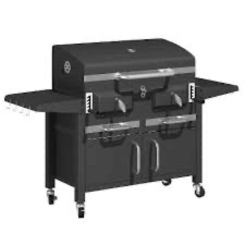 ETRS1906.127582482A 37.8\" Dual Zone Charcoal Bbq Grill With Adjustable Charcoal Trays An