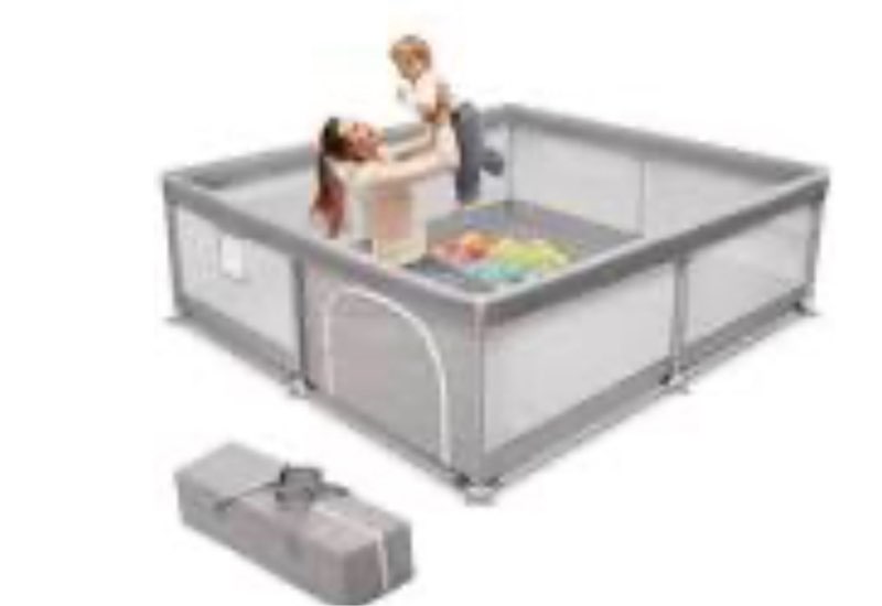 besuhot Baby Playpen Extra Large Play Yard 74" x 50" Playpen for Babies and Toddlers with Anti-Slip Suckers and Zipper Gate, Safety Baby Activity Center for Indoor & Outdoor
