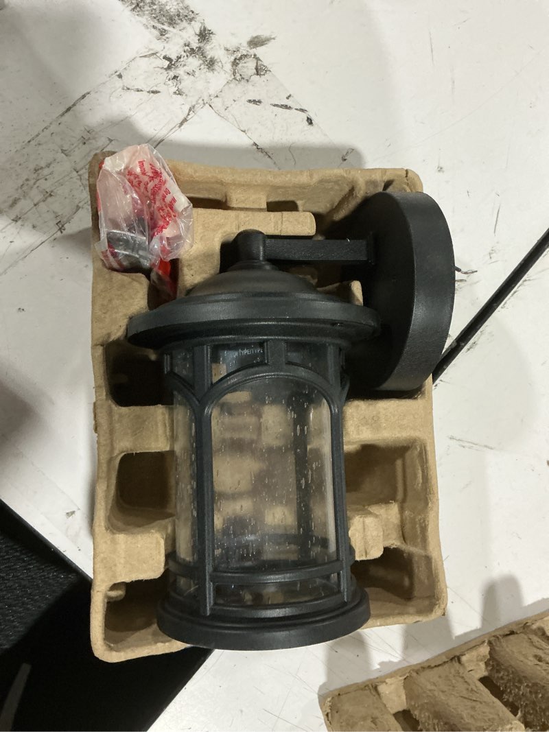 Condition photo showing Good Condition for quoizel kessel 1 -light 10-in h matte black hardwired outdoor wall light